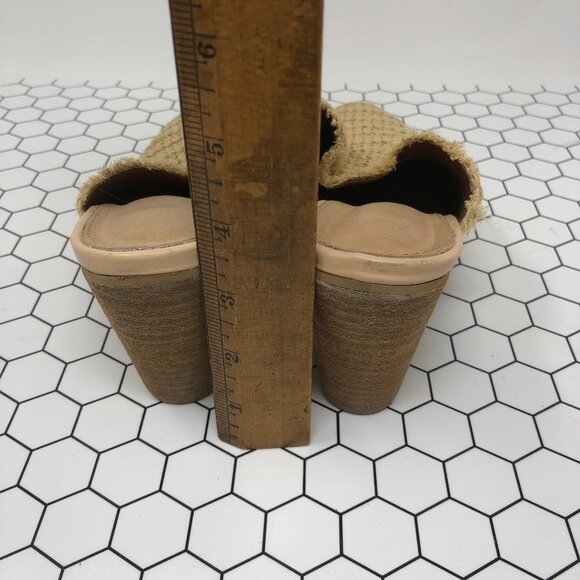 Mi.im Beige Woven Mules Stacked Wood Heel 8.5 - Picture 5 of 7